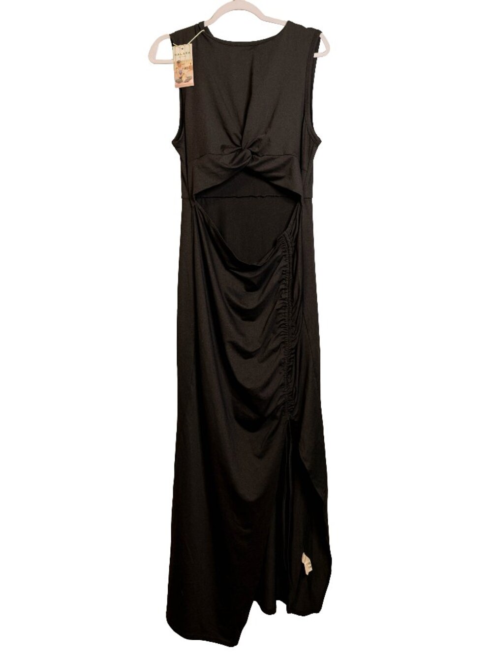 NWT Halara Black Stretch Cut Out Maxi Cinch Dress - Size XL